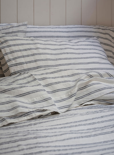 Ivory Kemptown Stripe Linen Blend Pillowcases (Pair)