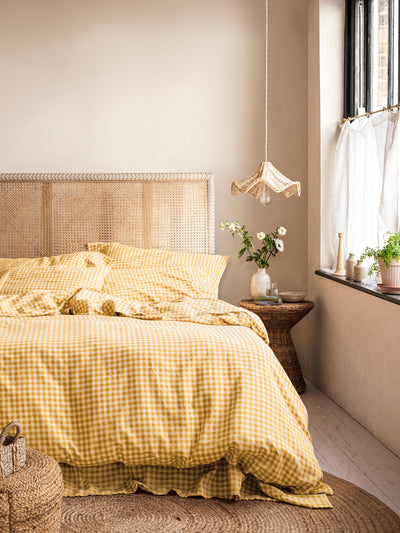 Honey Gingham Linen Blend Duvet Cover - alternate image