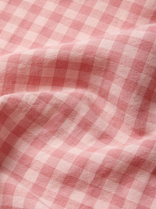 Close-up of pink and white checkered fabric