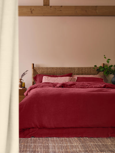 Rhubarb Linen Blend Duvet Cover - alternate image