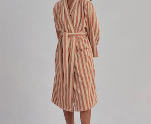 Sand Shell Pembroke Stripe Cotton Robe
