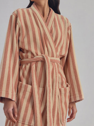 Sand Shell Pembroke Stripe Cotton Robe - alternate image