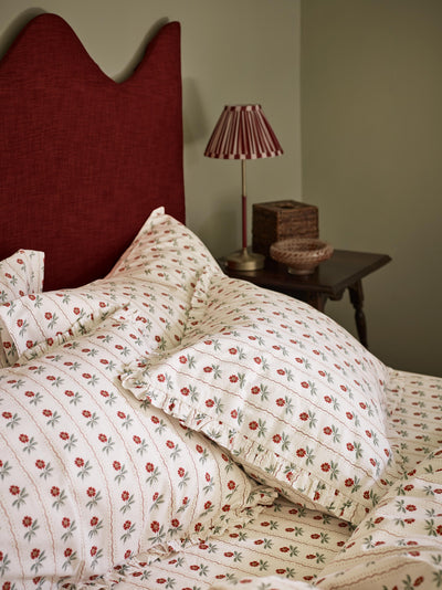 White Woodland Stripe Cotton Frill Pillowcases (Pair) - alternate image