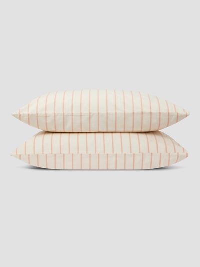 Blush Pink Slumber Stripe Cotton Pillowcases (Pair)