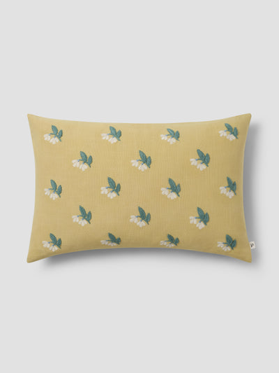 Butter Yellow Snowdrop Embroidered Filled Cushion - alternate image