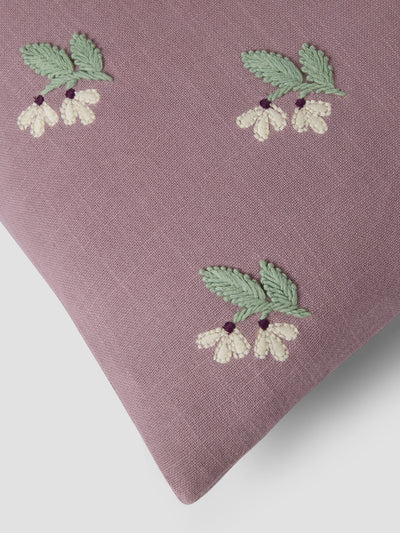 Elderberry Snowdrop Embroidered Filled Cushion