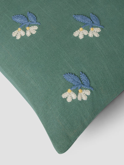 Elm Green Snowdrop Embroidered Filled Cushion