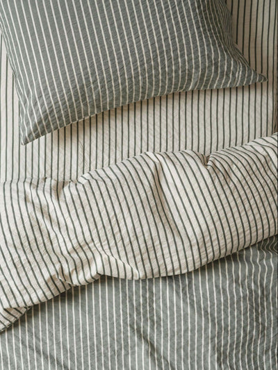 Spruce Green Texture Stripe Cotton Kids Bedding Set - alternate image