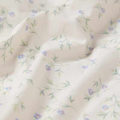 Cream Spring Sprig Cotton Flat Sheet