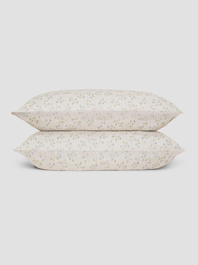 Cream Spring Sprig Cotton Pillowcases (Pair) - alternate image