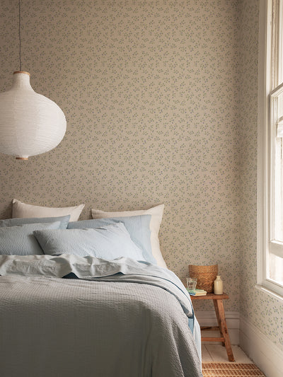 Cream Spring Sprig Wallpaper - alternate image