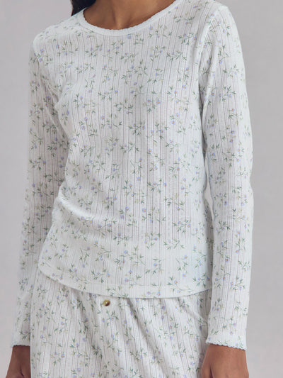 Spring Sprig Pointelle Long Sleeve Top - alternate image