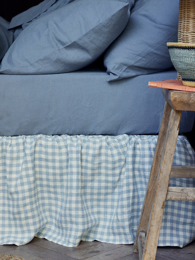Warm Blue Gingham Linen Blend Valance - alternate image