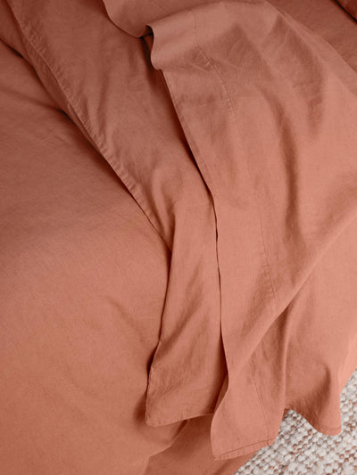Warm Clay Linen Blend Flat Sheet
