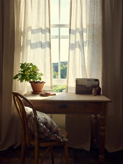 Oatmeal Linen Blend Curtain (Pair)