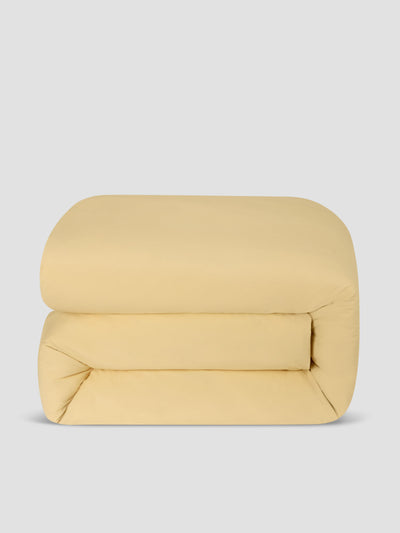Butter Yellow Washed Cotton Percale Duvet Cover - alternate image