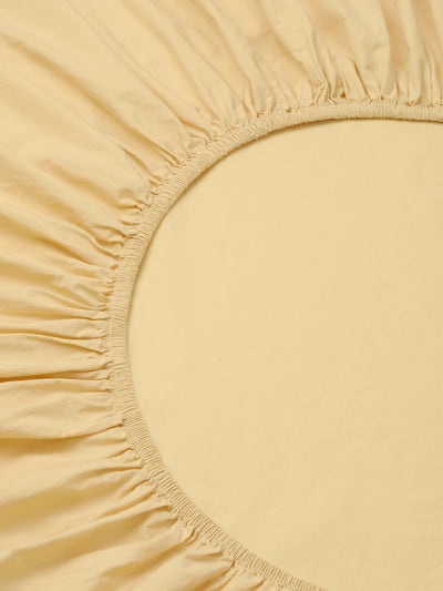 Butter Yellow Washed Cotton Percale Fitted Sheet - alternate image