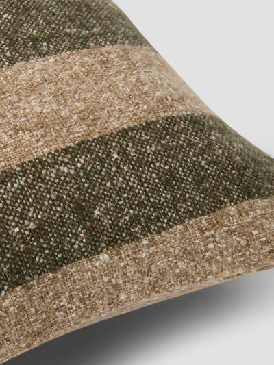 Fern Green & Oatmeal Wide Stripe Wool Rectangle Cushion Cover