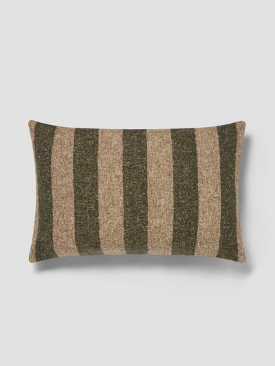Fern Green & Oatmeal Wide Stripe Wool Rectangle Cushion Cover
