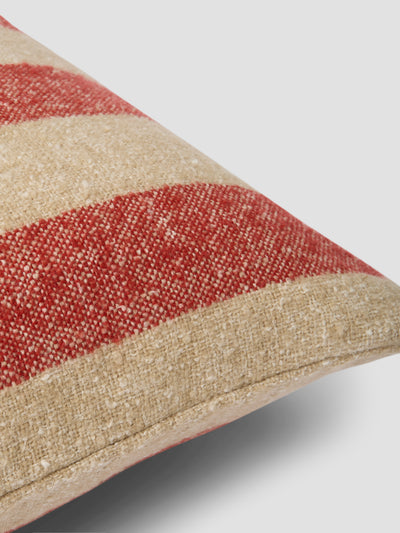 Sandstone Red & Oatmeal Wide Stripe Wool Square Cushion Cover