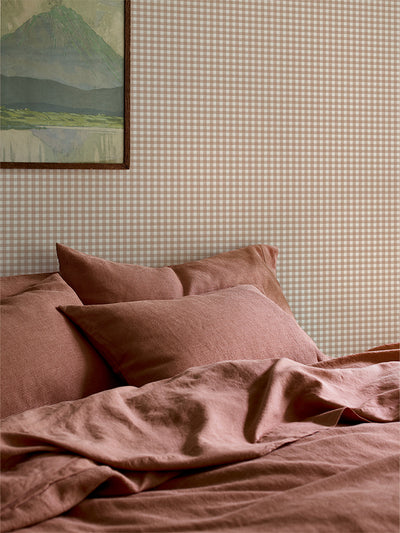 Warm Clay Gingham Wallpaper